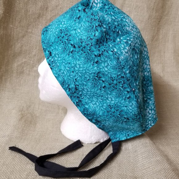 Teal Flower Chrysanthemum Scrub Cap - Picture 3 of 4
